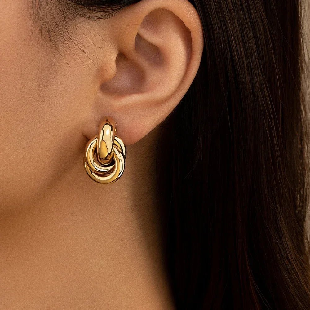 Sculptural Knot Stud Earrings – Gold or Silver Finish | Dainty Diana