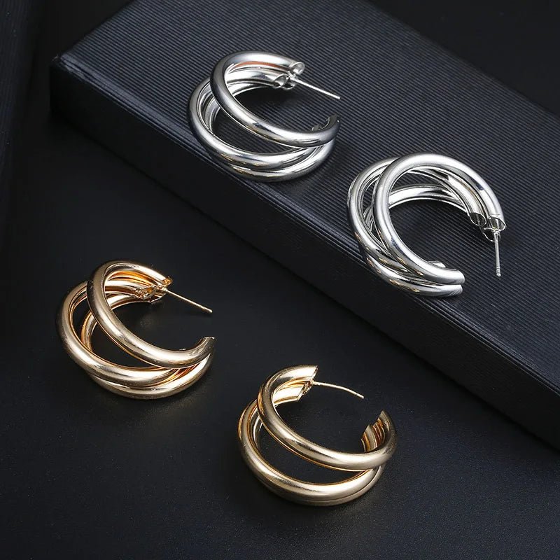 Gold and silver chunky hoops side by side | Dainty Diana