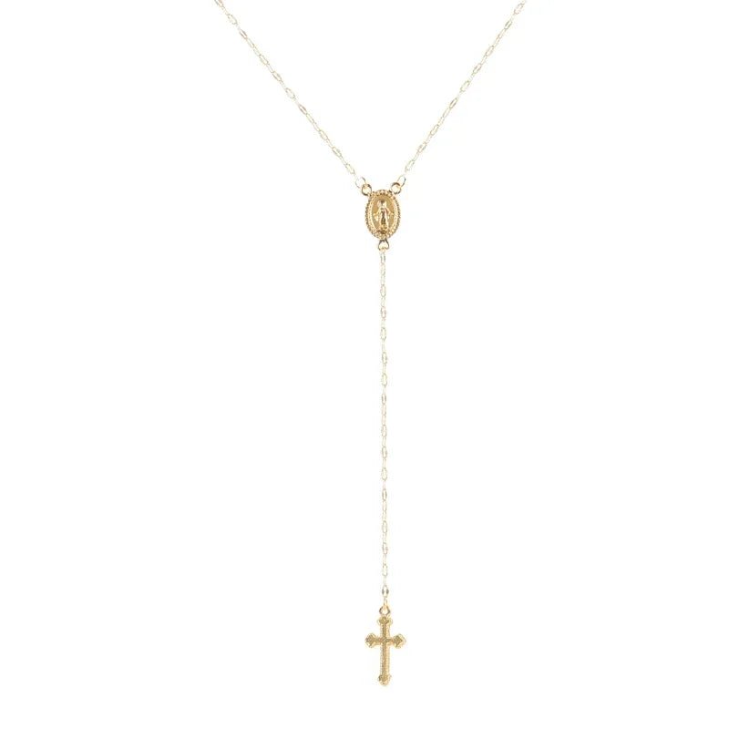 Bohemian cross necklace in rose gold | Dainty Diana