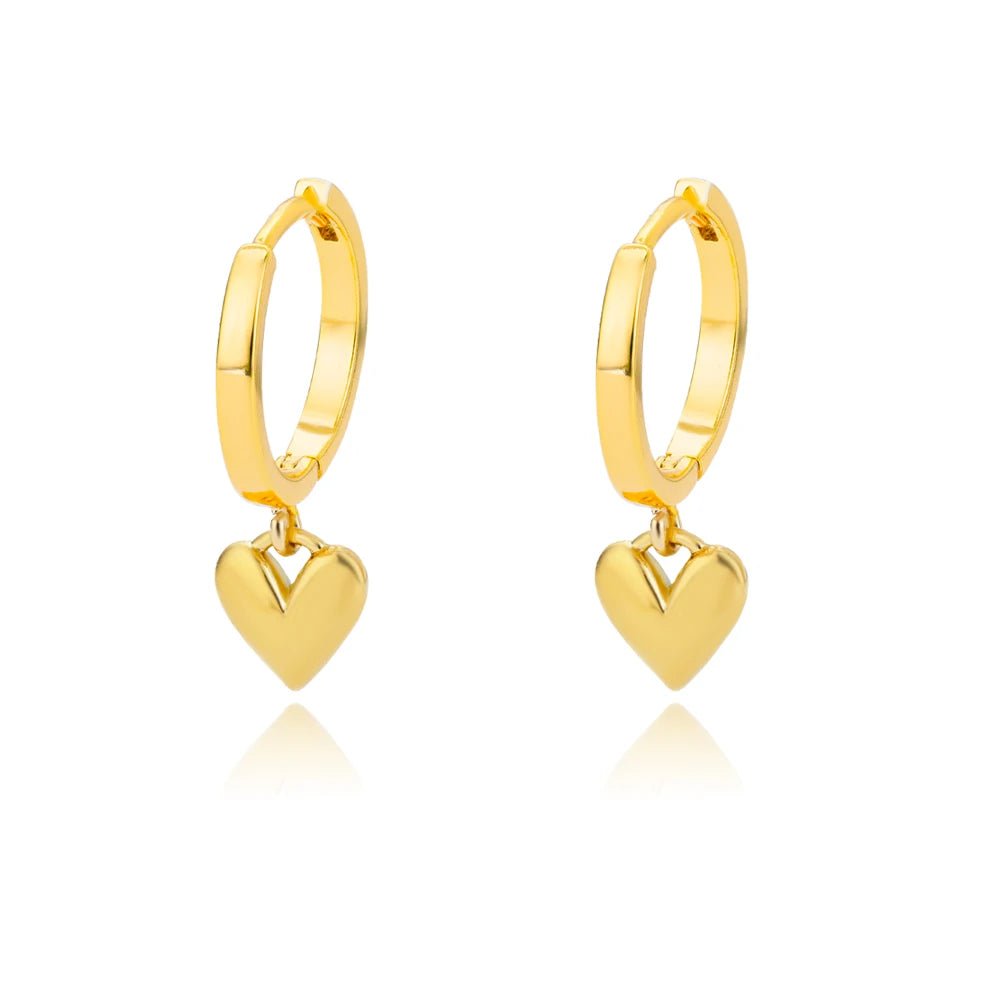 Vintage Heart Drop Earrings – Stainless Steel in Soft Gold or Silver Finish | Dainty Diana