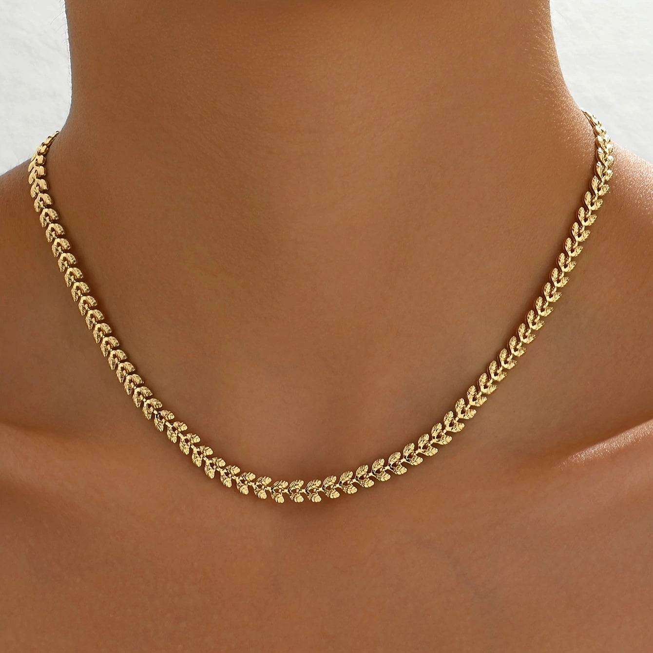 Wheat‑Leaf Link Necklace