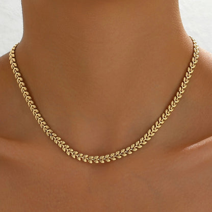 Wheat‑Leaf Link Necklace