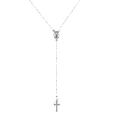 Sculpted Christian cross pendant in silver– close-up detail | Dainty Diana