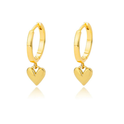 Vintage Heart Drop Earrings – Stainless Steel in Soft Gold or Silver Finish | Dainty Diana